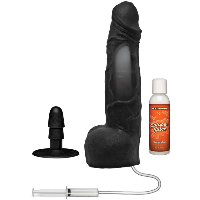 10" Dual Density Squirting Dildo with Removable Suction Cup Black