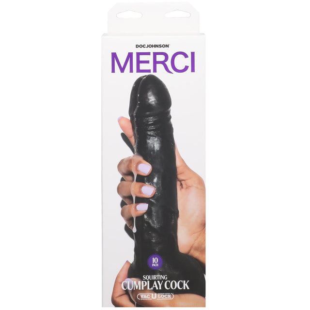 10" Dual Density Squirting Dildo with Removable Suction Cup Black