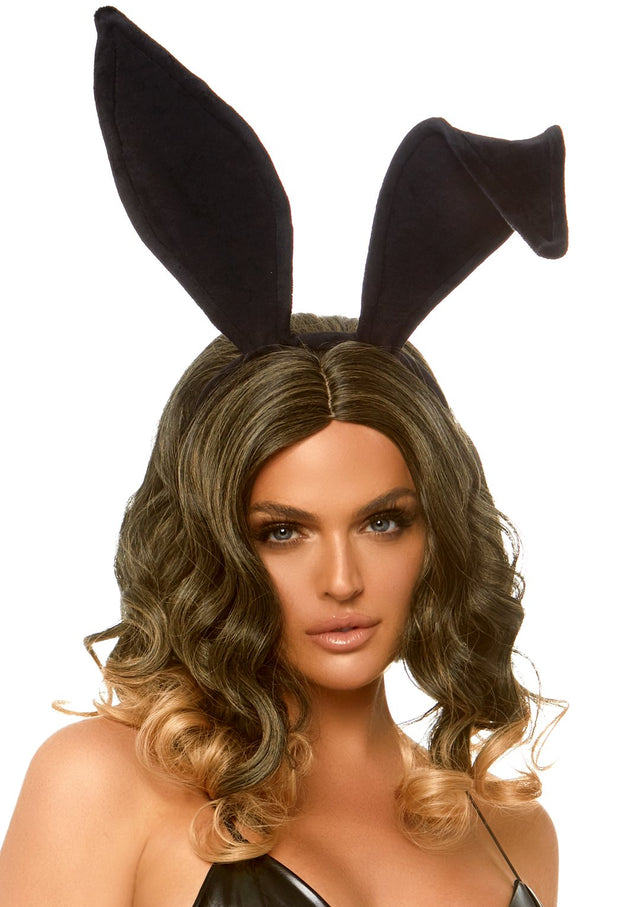 Bendable Black Velvet Bunny Rabbit Ears Black