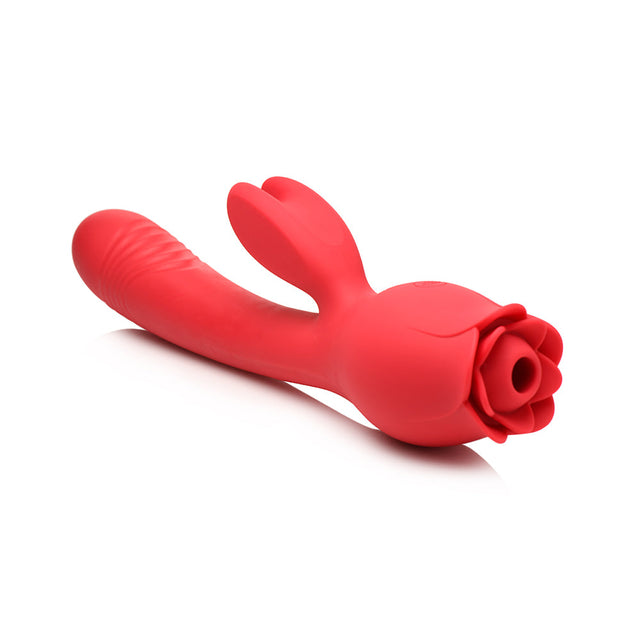 Blooming Bunny Sucking & Thrusting Silicone Rabbit Vibrator Red