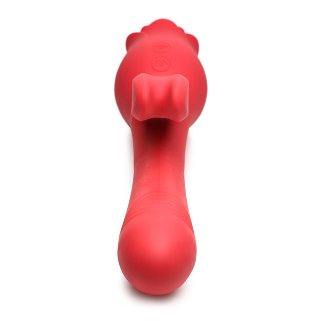 Blooming Bunny Sucking & Thrusting Silicone Rabbit Vibrator Red