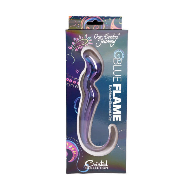 Blue Flame Curved Glass Dildo