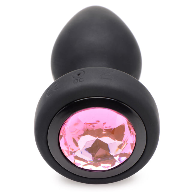 Booty Sparks Vibrating Silicone Pink Gem Anal Plug - Small Pink
