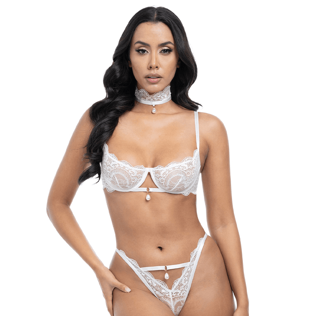 Bridal Perla Lace Bra Set White / S/M