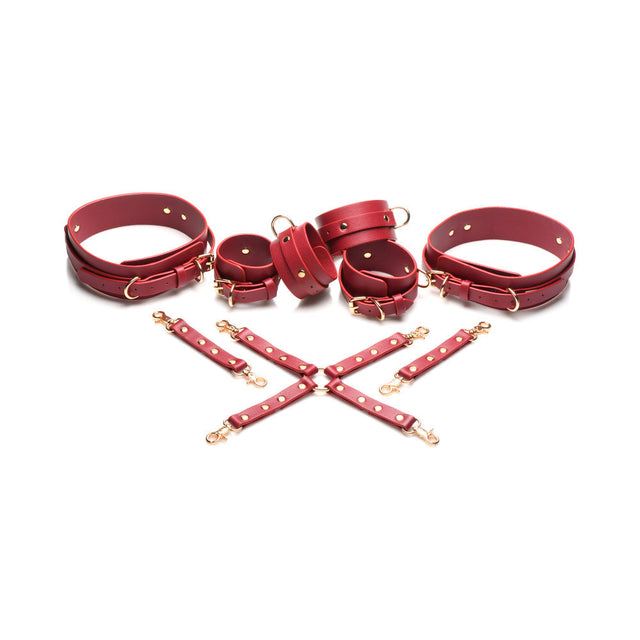 Crimson Captive Thigh, Wrist And Ankle Hog Tie Restraints Crimson
