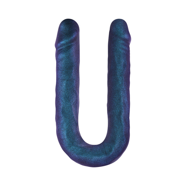 Double Dong Realistic Dildo in Snaky Metallic Metallic Blue