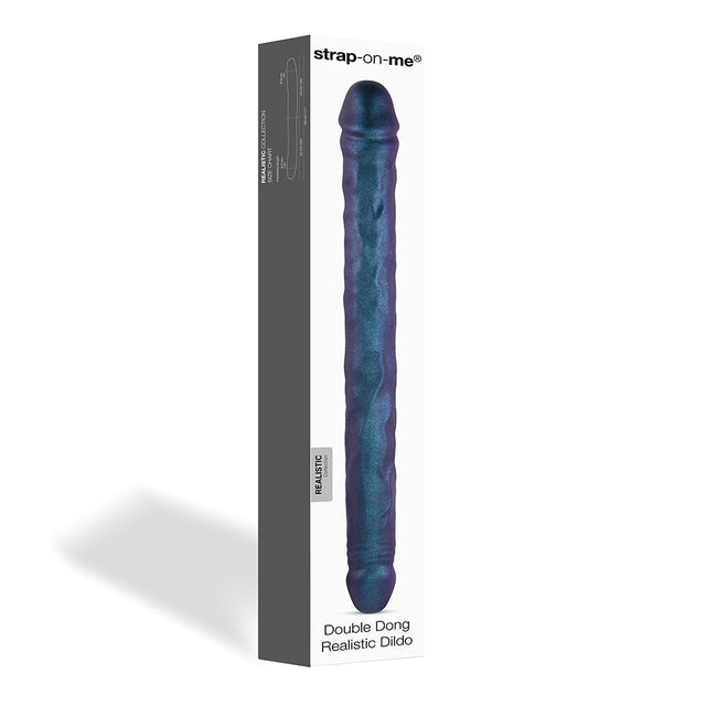 Double Dong Realistic Dildo in Snaky Metallic Metallic Blue