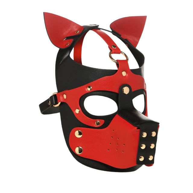 Faux Leather Hound Hood with Muzzle