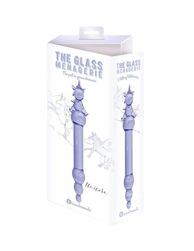 Glass Menagerie Unicorn Glass Dildo Purple