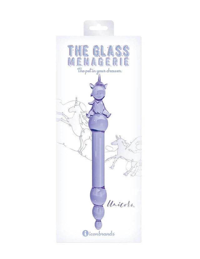 Glass Menagerie Unicorn Glass Dildo Purple