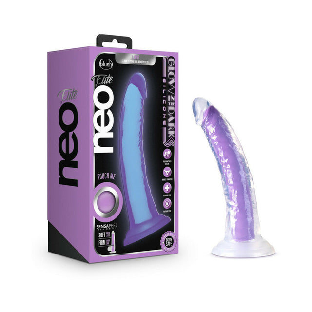 Glow in the Dark Neon Purple Dual Density Dildo