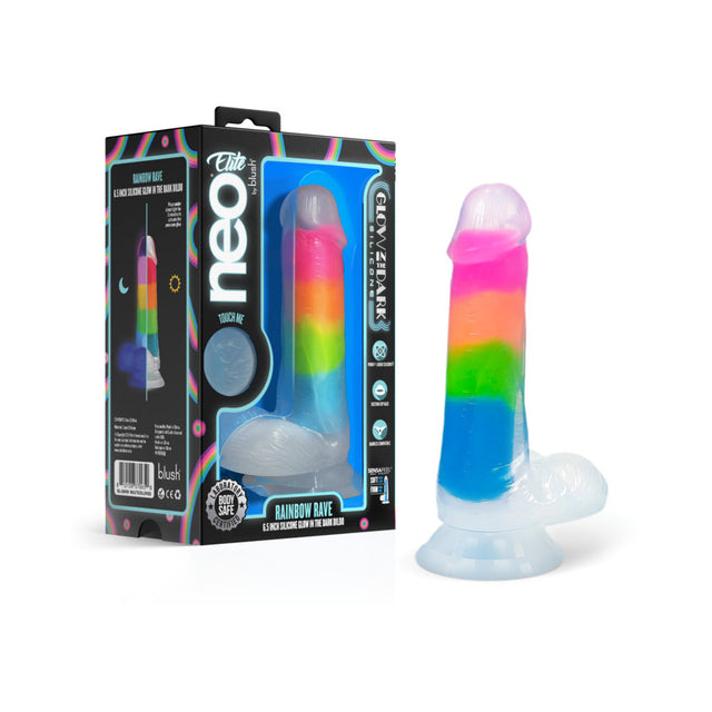 Glow in the Dark Rainbow Rave 6.5" Dual Density Dildo
