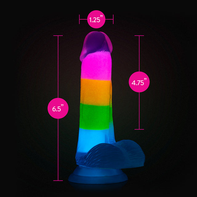 Glow in the Dark Rainbow Rave 6.5" Dual Density Dildo