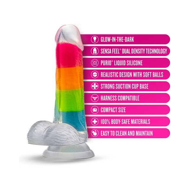 Glow in the Dark Rainbow Rave 6.5" Dual Density Dildo
