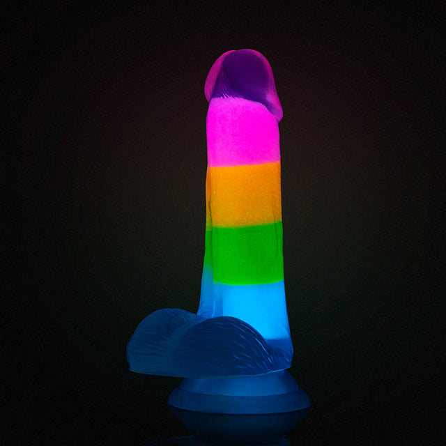 Glow in the Dark Rainbow Rave 6.5" Dual Density Dildo
