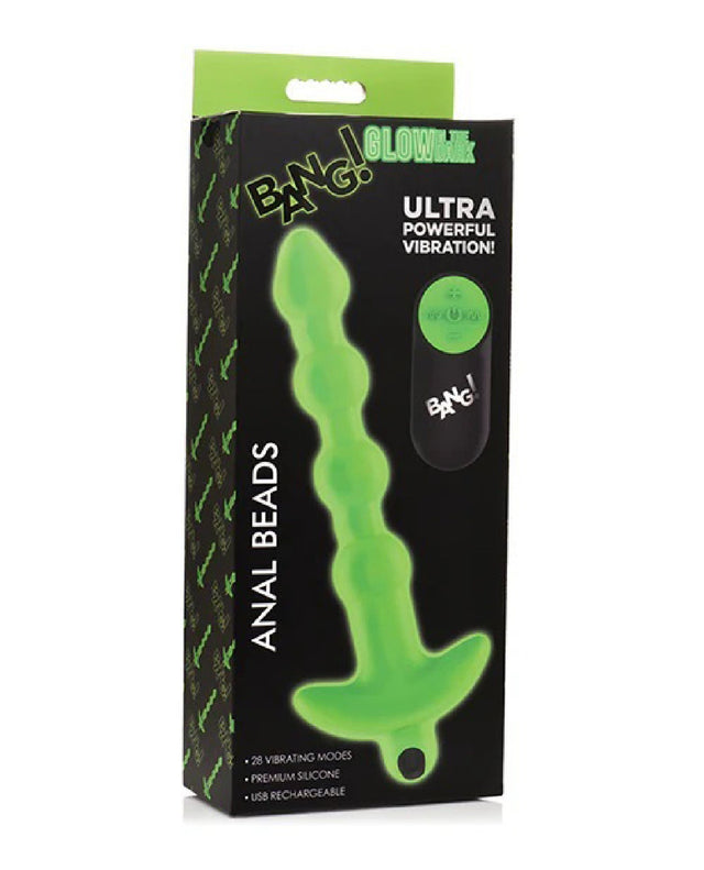 Glow in the Dark Vibrating Anal Beads Green