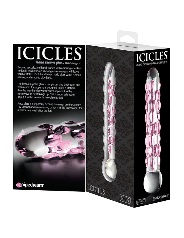 Icicles No. 7 Clear Pink Glass Dildo