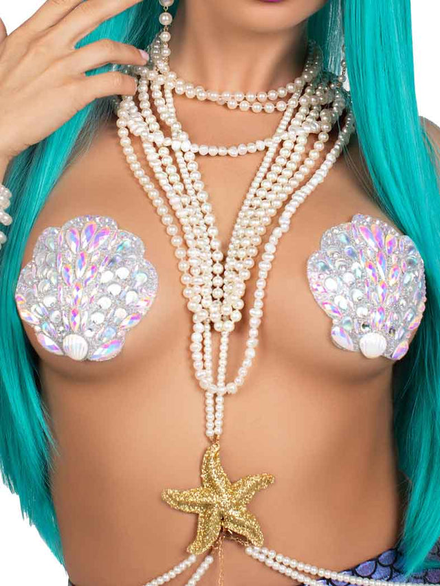 Iridescent Sea Shell Jeweled Pasties