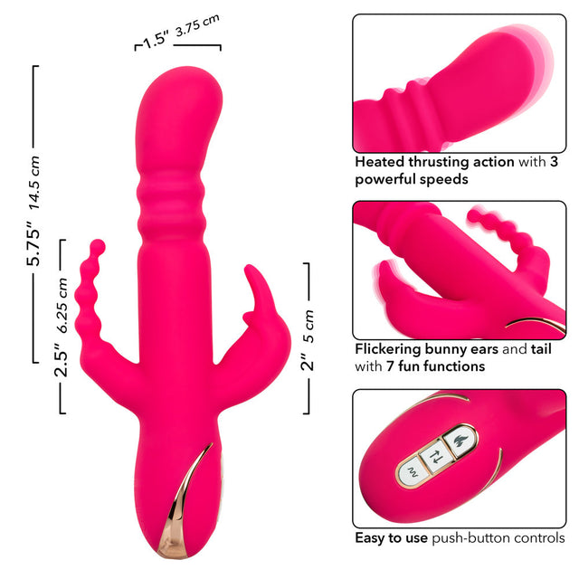 Jack Rabbit Signature Heated Silicone Triple Fantasy Rabbit Pink