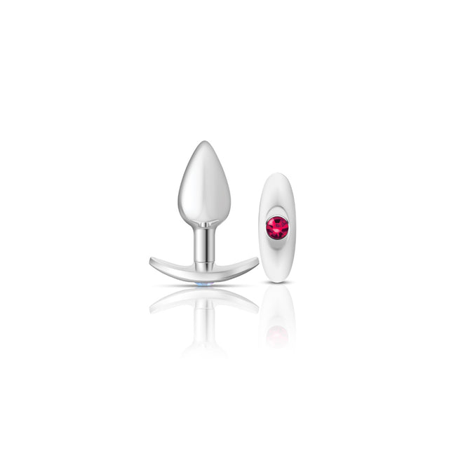 Jeweled Aluminum Butt Plug Clear/ Bright Pink