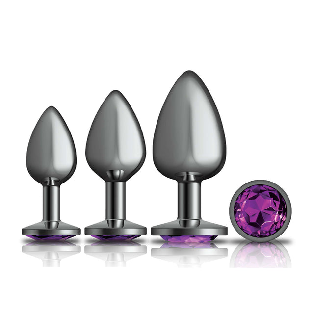 Jeweled Gunmetal Aluminum Anal Trainer Kit Deep Purple