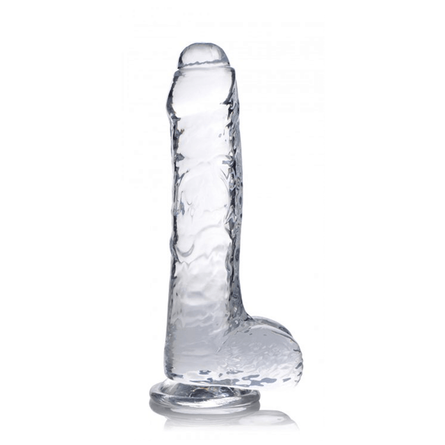 Jock C-Thru Slim Dildo with Balls 8"