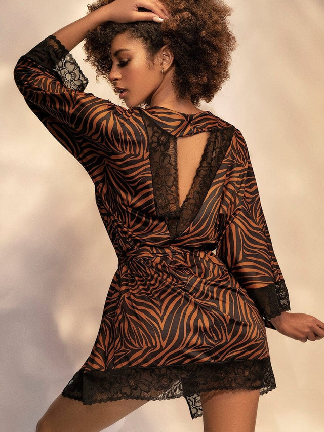 Mapale Wild Tiger Animal Print Short Robe