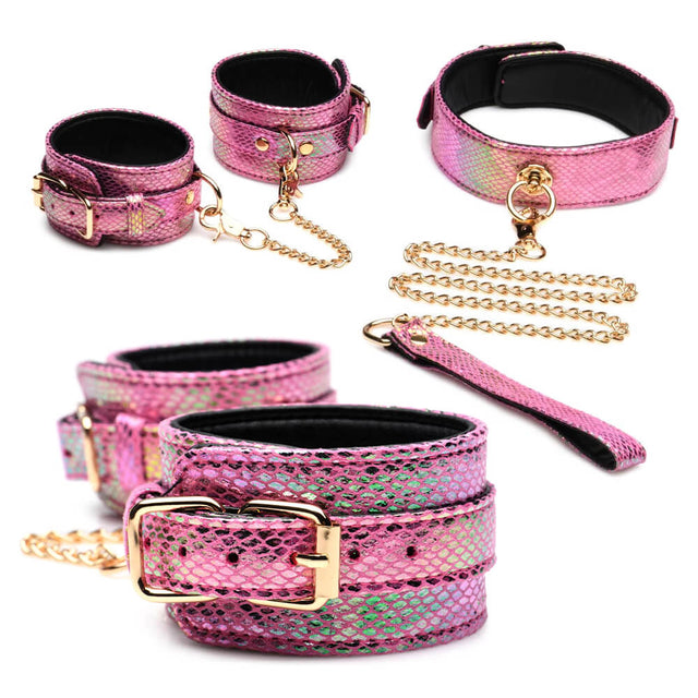 Master Series Pink Cobra Iridescent Bondage Set