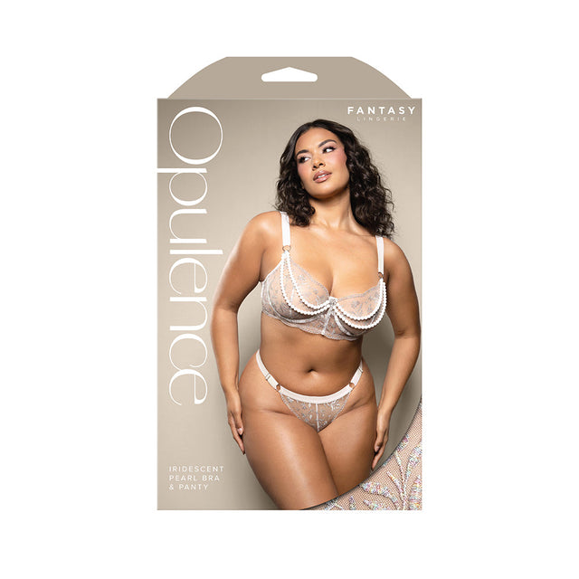 Opulence Metallic Embroidered Bra with Pearl Chains