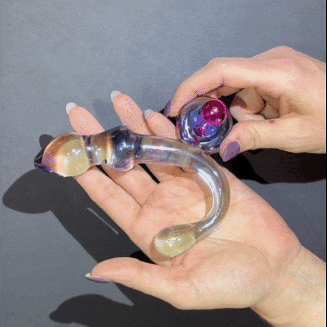 Orchid Pulse Glass Dildo w/Removable Bullet Vibe