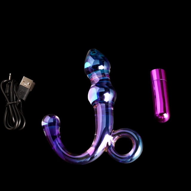 Orchid Pulse Glass Dildo w/Removable Bullet Vibe