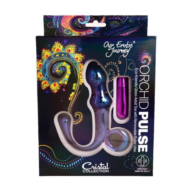 Orchid Pulse Glass Dildo w/Removable Bullet Vibe