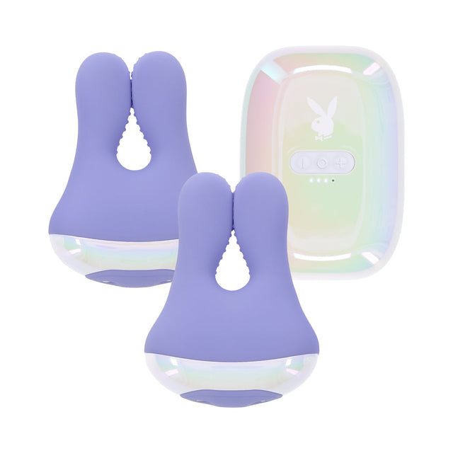 Playboy In A Pinch Vibrating Nipple Clamps Purple