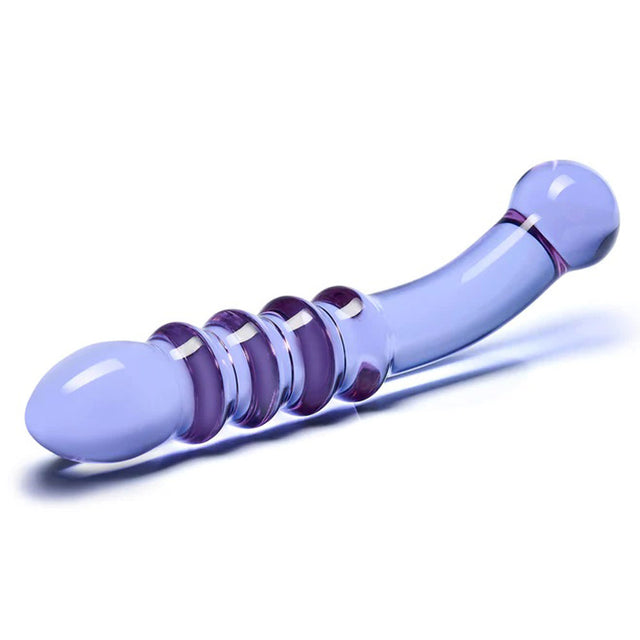Purple Rain Ribbed 9" Glass Dildo
