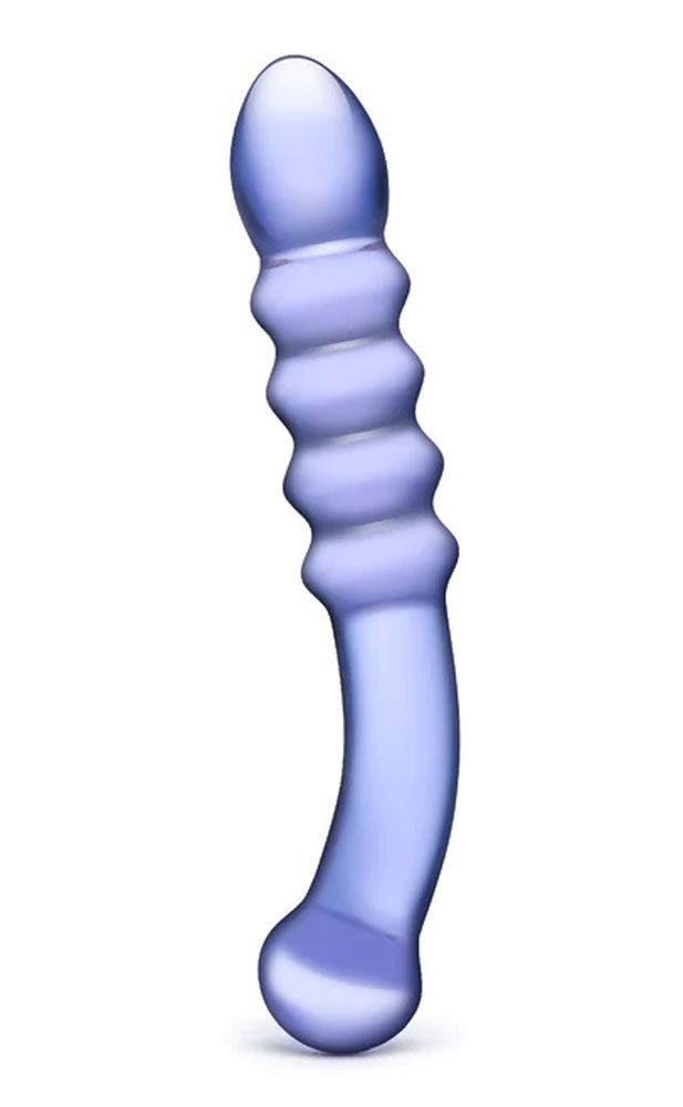 Purple Rain Ribbed 9" Glass Dildo