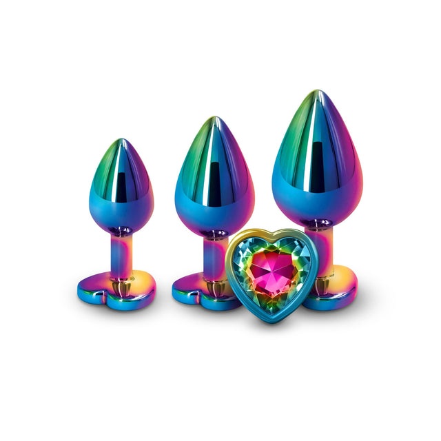 Rainbow Chrome Anal Training Kit with Jeweled Heart Rainbow