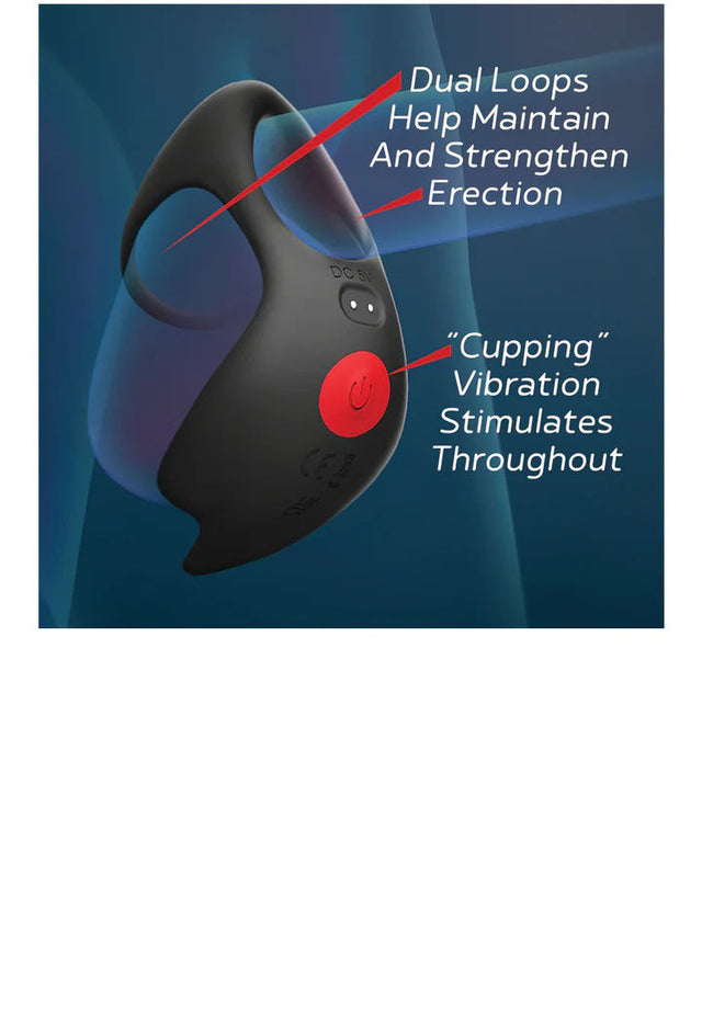 Red Dot Vibrating Cock Ring V3 With Remote Black
