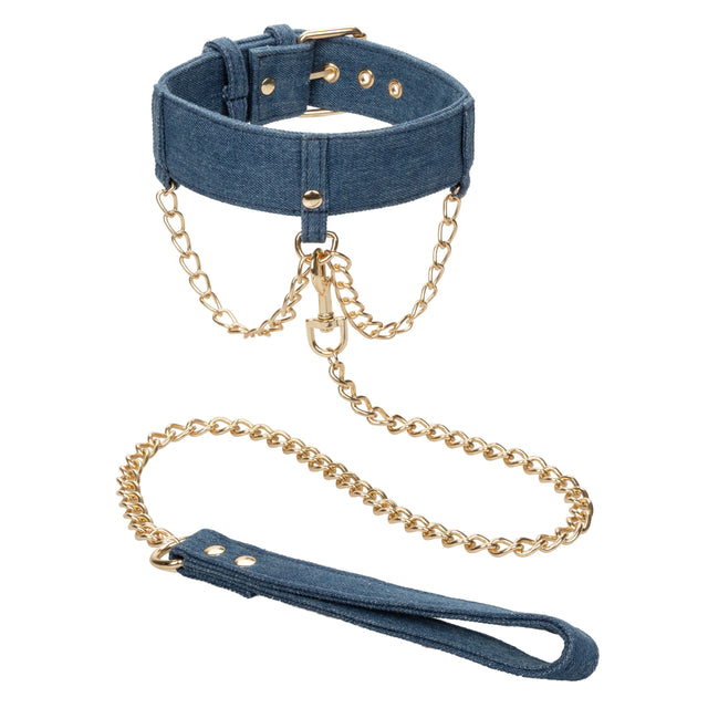 Ride 'em Premium Denim Collection Collar with Leash