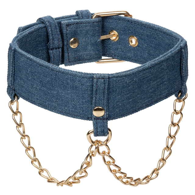 Ride 'em Premium Denim Collection Collar with Leash