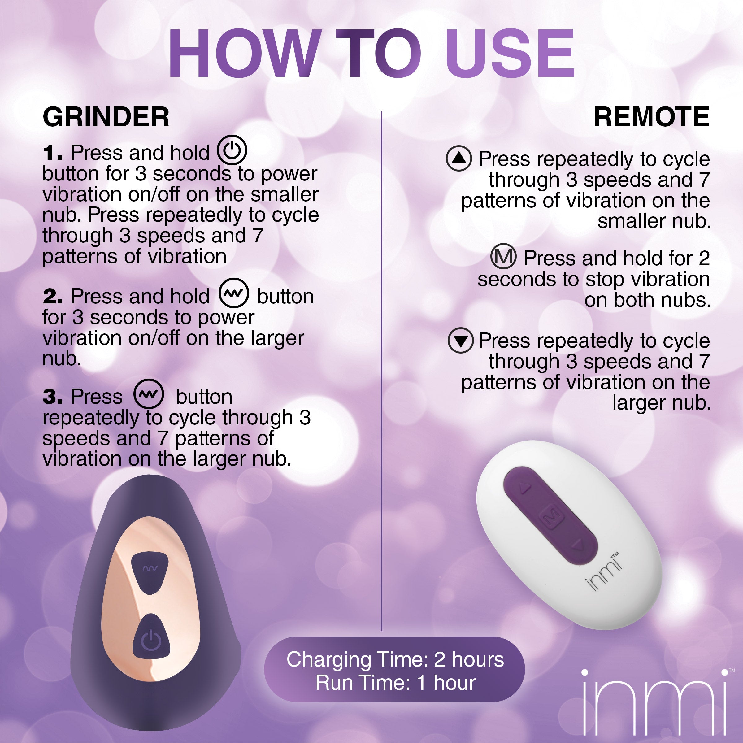 Ride N' Grind Vibrating Silicone Grinder w/ Remote Purple