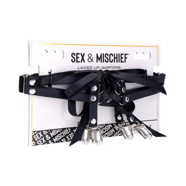 Sex & Mischief Laced Up Garters Black