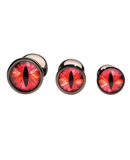 Sinister Eyes Red Eye Metal Butt Plug Set Red