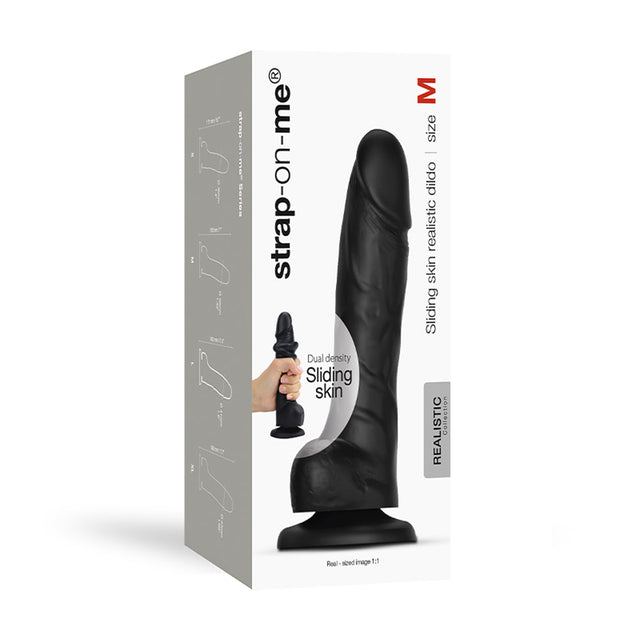 Sliding Skin Dual-Density Black Silicone Dildo
