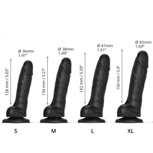 Sliding Skin Dual-Density Black Silicone Dildo