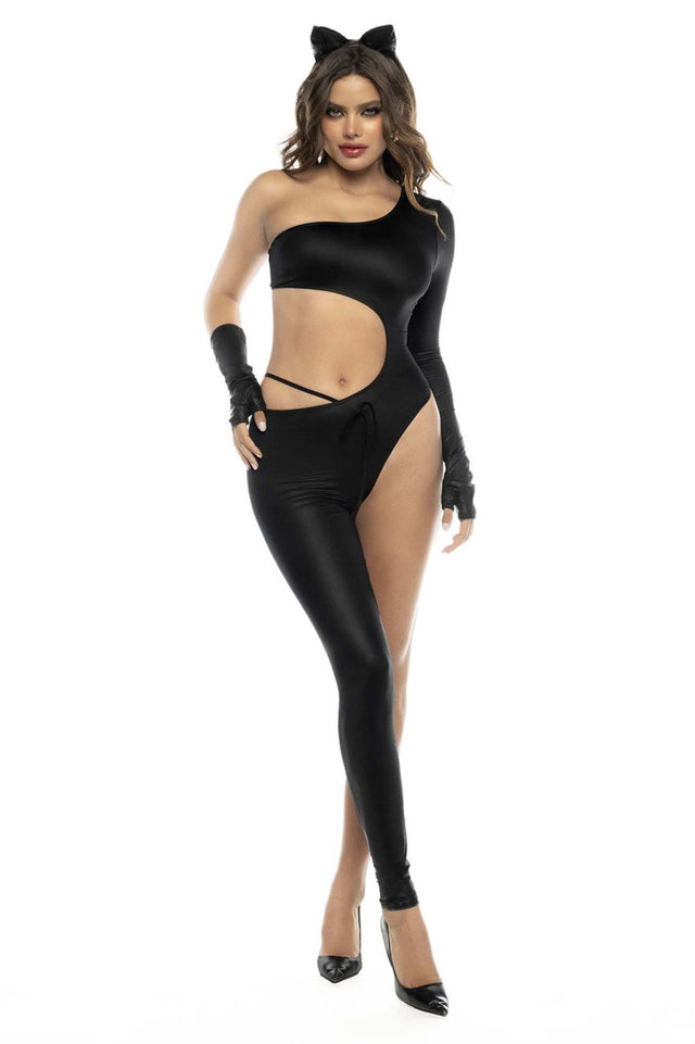 Sultry Panther Cutout Jumpsuit Costume Black / S/M