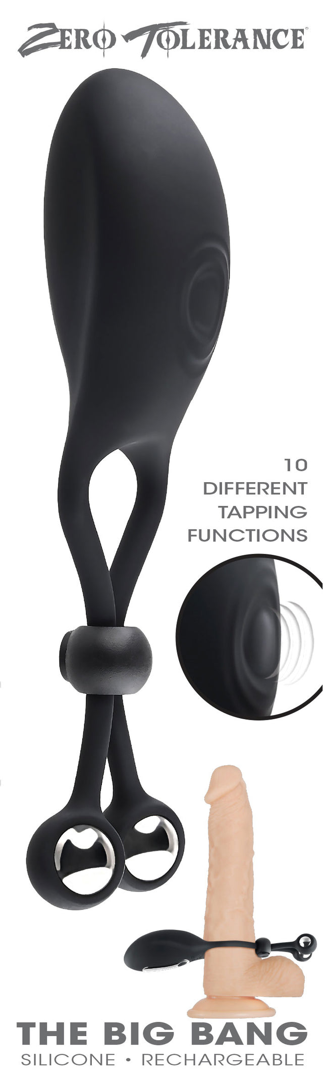 The Big Bang Cockring with Tapping Balls Black