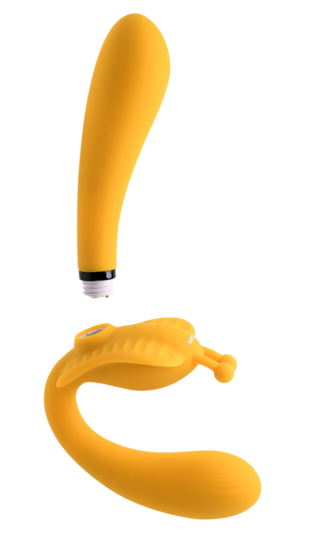 The Monarch Multi Vibrator Strapless Strap-on Yellow