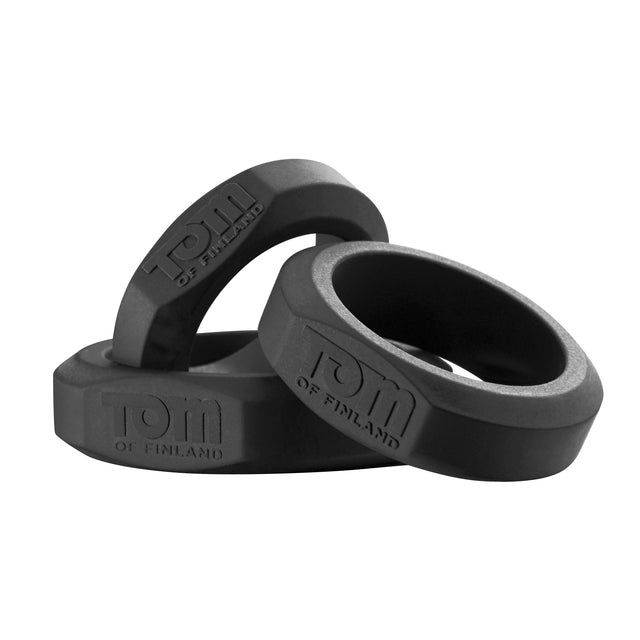 Tom of Finland 3 Piece Silicone Cock Ring Set Black