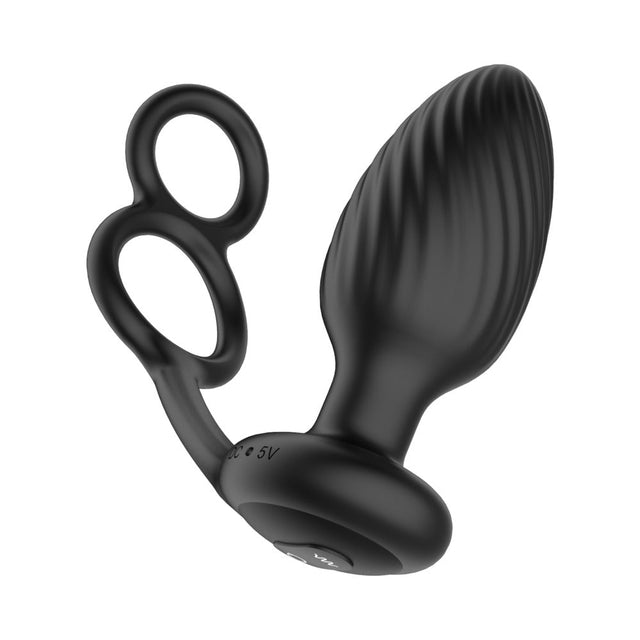 Tornado Cock and Ball Rotating and Vibrating Plug Black
