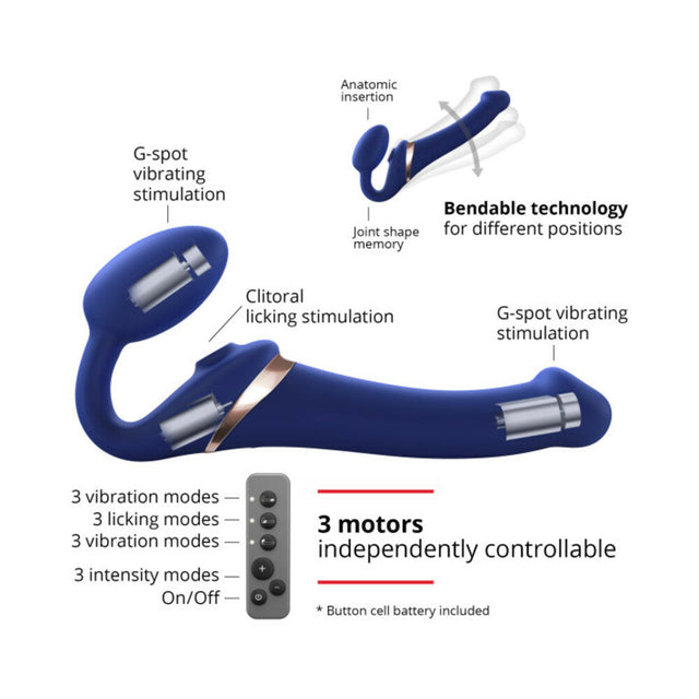 Vibrating Bendable Strap On w/ Remote (4 Sizes)